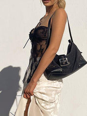 Patchwork Slit Sheer Mesh Bandeau Top