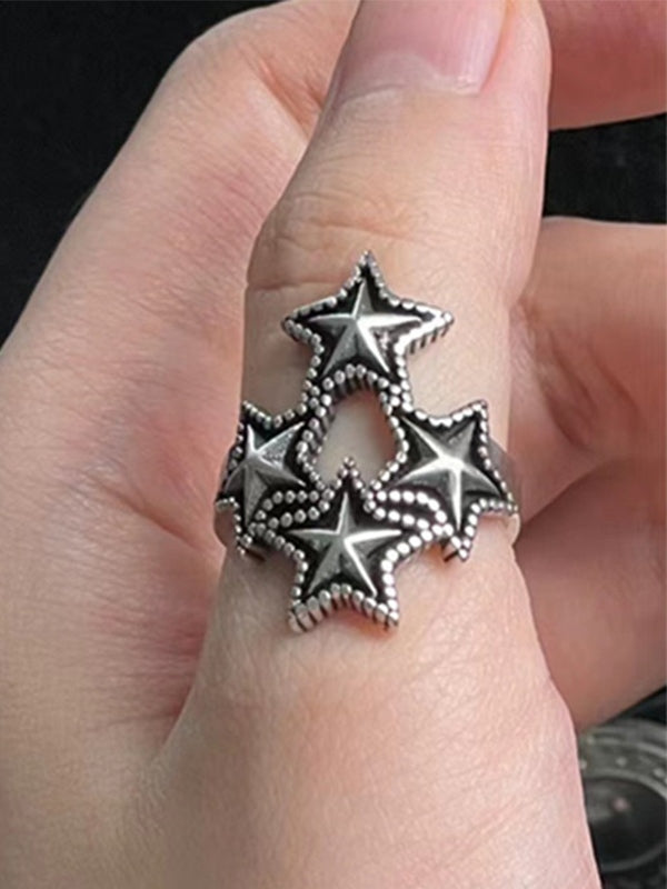 Vintage Silver Star Cuff Ring