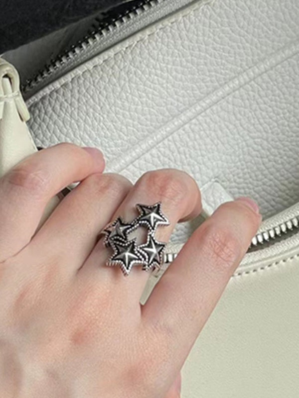 Vintage Silver Star Cuff Ring