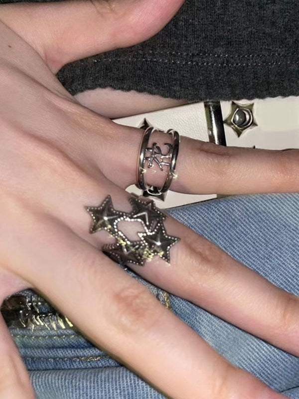 Vintage Silver Star Cuff Ring