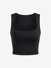 Simple Black Cropped Tank Top