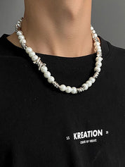 Men's Punk Faux Pearl Necklace