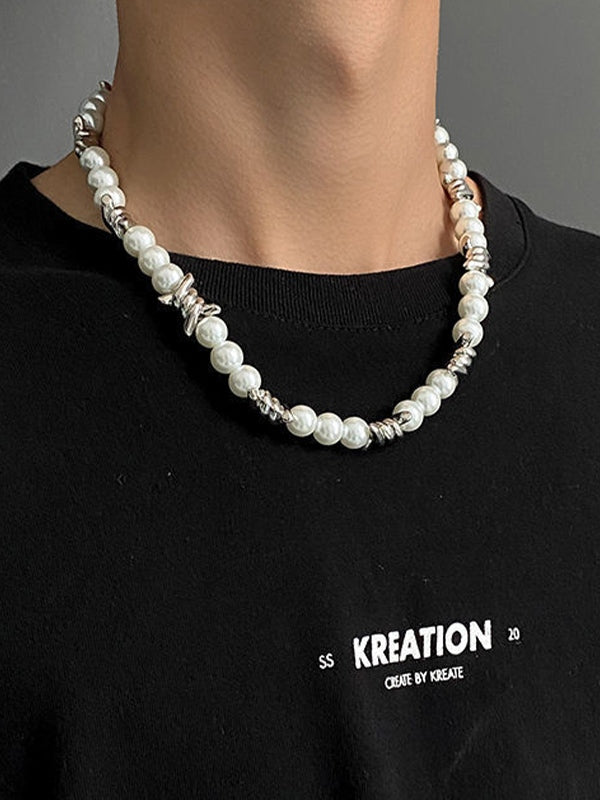 Men's Punk Faux Pearl Necklace