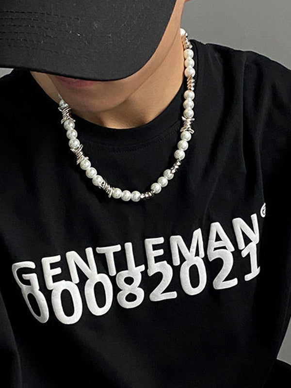 Men's Punk Faux Pearl Necklace