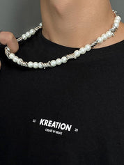 Men's Punk Faux Pearl Necklace