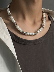 Men's Punk Faux Pearl Necklace