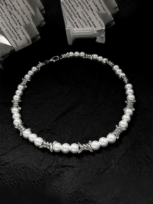 Men's Punk Faux Pearl Necklace
