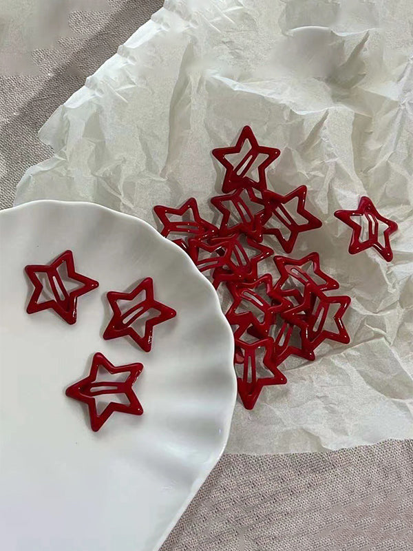 1pc Red Star Pattern Hair Clip