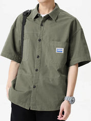 Men's Short Sleeve Buttoned Casual Cargo Shirt
