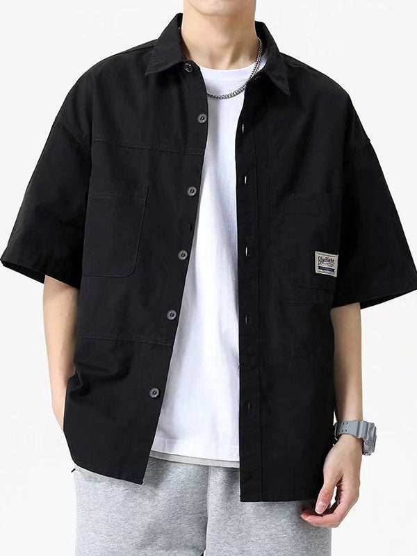 Men's Short Sleeve Buttoned Casual Cargo Shirt