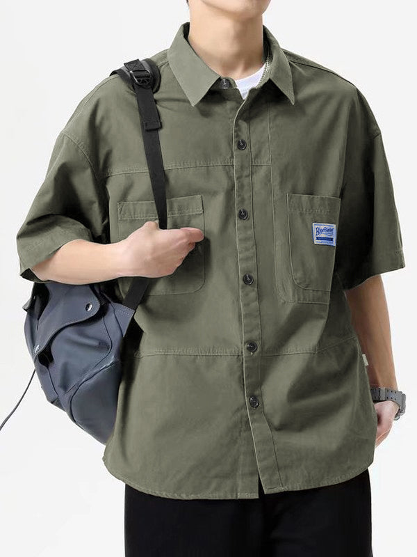 Men's Short Sleeve Buttoned Casual Cargo Shirt
