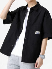 Men's Short Sleeve Buttoned Casual Cargo Shirt