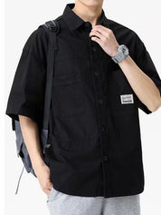 Men's Short Sleeve Buttoned Casual Cargo Shirt