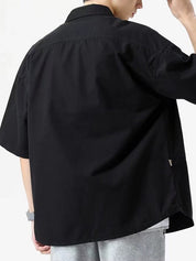 Men's Short Sleeve Buttoned Casual Cargo Shirt