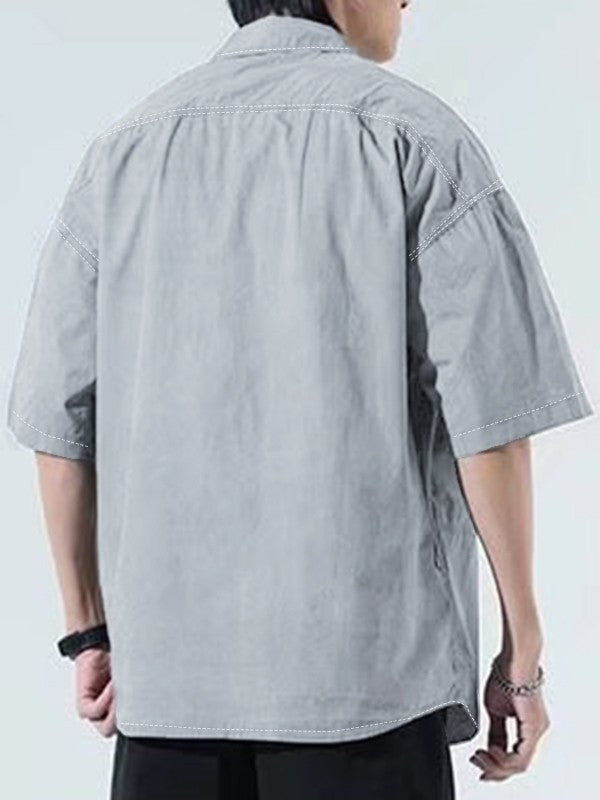 Men's Short Sleeve Buttoned Casual Cargo Shirt