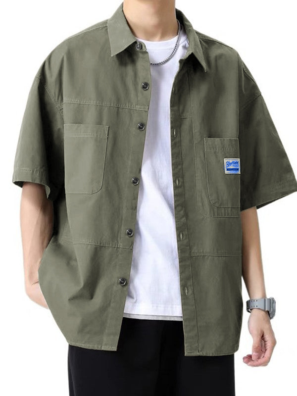 Men's Short Sleeve Buttoned Casual Cargo Shirt