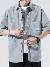 Men's Short Sleeve Buttoned Casual Cargo Shirt