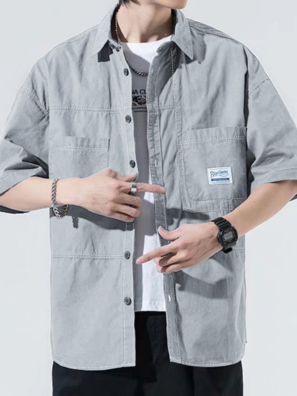 Men's Short Sleeve Buttoned Casual Cargo Shirt