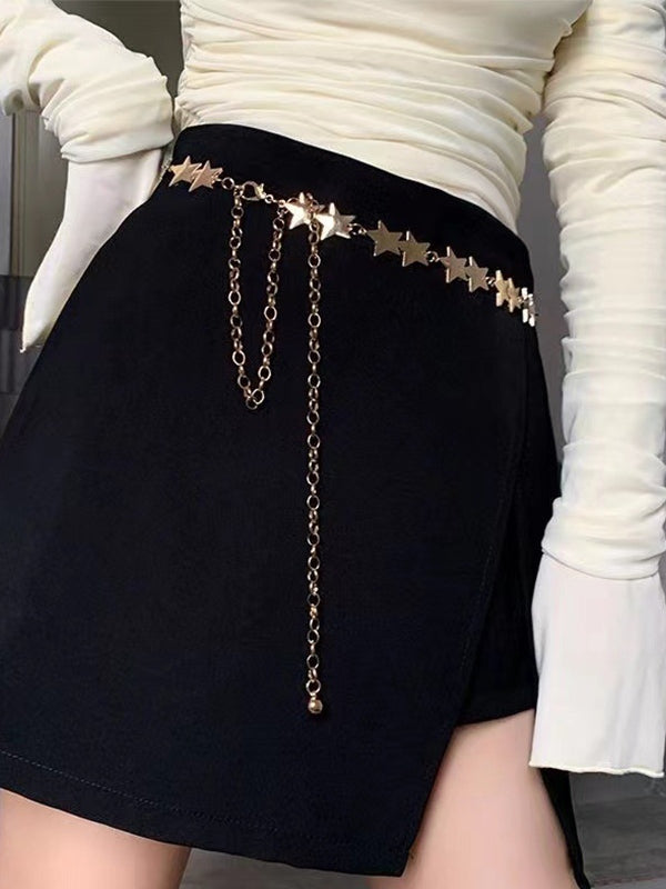 Metallic Star Charm Chain Belt