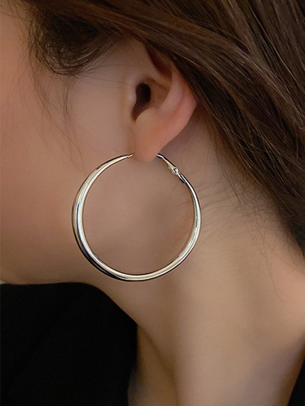 Silver Medium Hoop Earrings