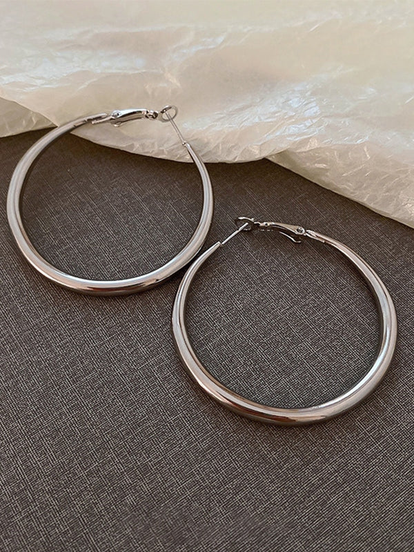 Silver Medium Hoop Earrings