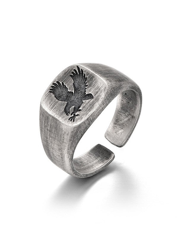 Chunky Eagle Pattern Cuff Ring
