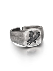 Chunky Eagle Pattern Cuff Ring