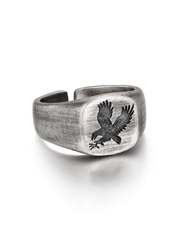 Chunky Eagle Pattern Cuff Ring