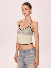 Lace Up Knitted Crop Cami Top