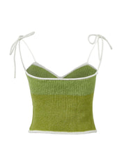 Lace Up Knitted Crop Cami Top