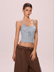 Patchwork Halter Crop Cami Top