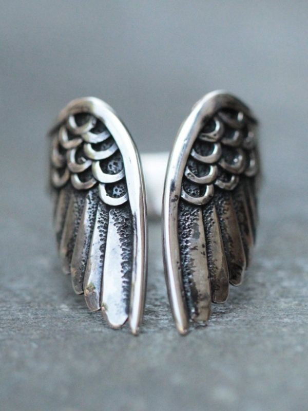 Grunge Fairy Wing Decor Cuff Ring