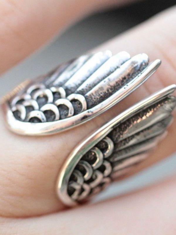 Grunge Fairy Wing Decor Cuff Ring