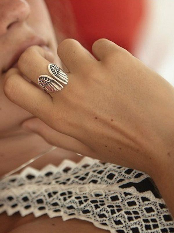 Grunge Fairy Wing Decor Cuff Ring