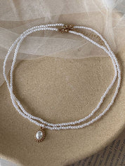 Faux Pearl Pendant Double Layered Necklace