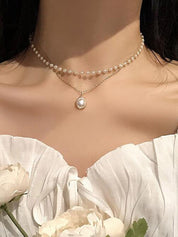 Double Layered Faux Pearl Necklace