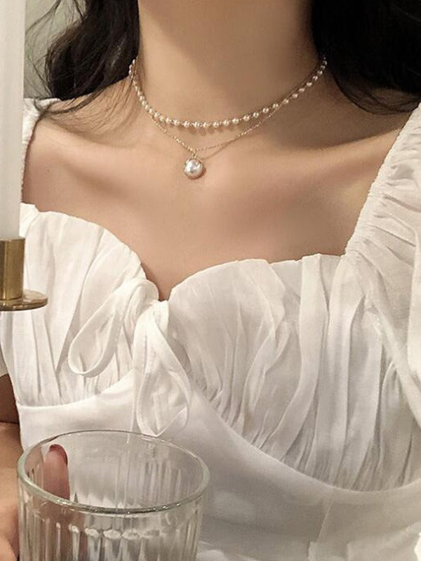 Double Layered Faux Pearl Necklace