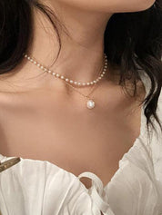 Double Layered Faux Pearl Necklace