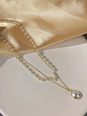 Double Layered Faux Pearl Necklace