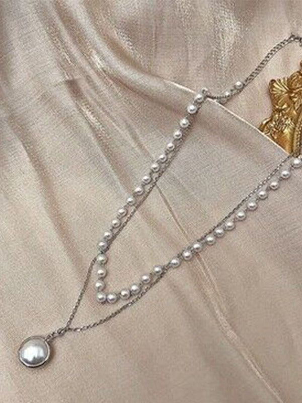 Double Layered Faux Pearl Necklace