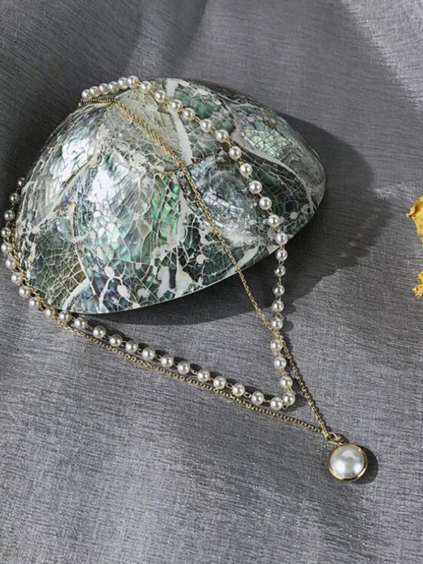 Double Layered Faux Pearl Necklace