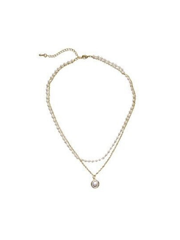 Double Layered Faux Pearl Necklace