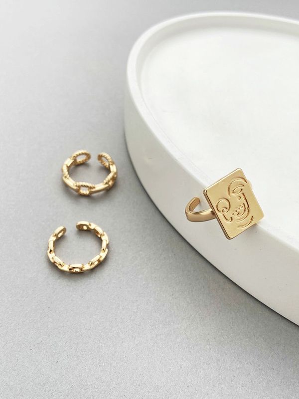 3pcs Vintage Golden Cuff Ring