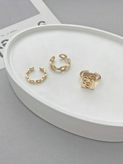 3pcs Vintage Golden Cuff Ring