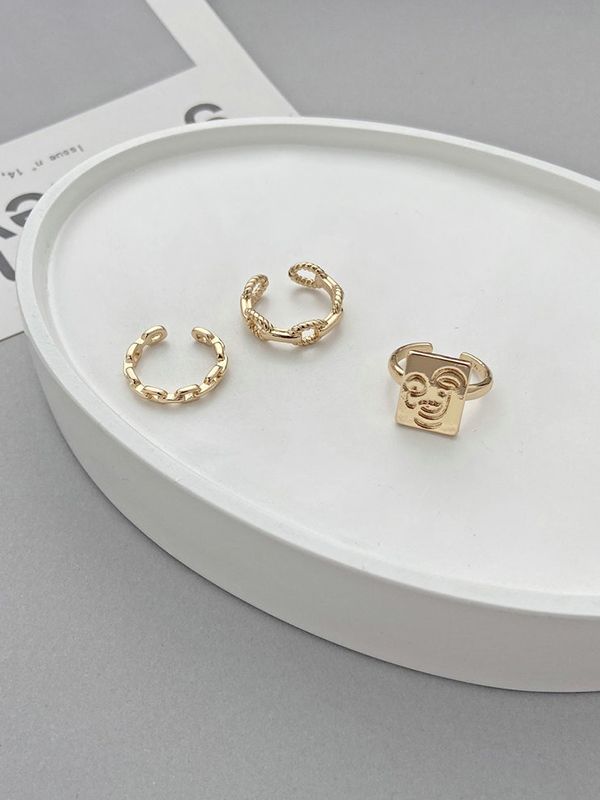 3pcs Vintage Golden Cuff Ring