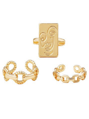 3pcs Vintage Golden Cuff Ring