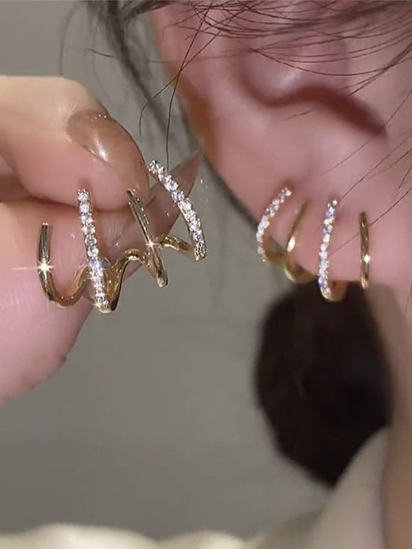 2pcs Rhinestone Decor Ear Cuffs