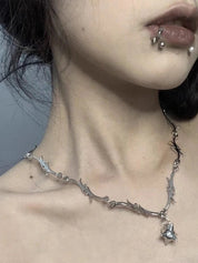 Punk Thorn Decor Silver Necklace