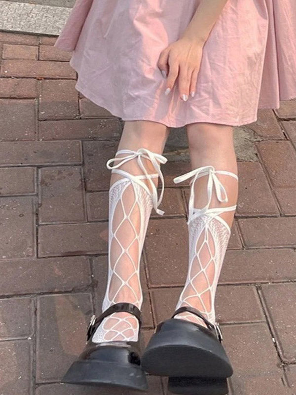 Wrap Around Tie Cutout Long Socks