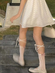 Wrap Around Tie Cutout Long Socks